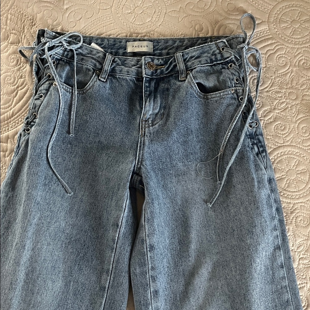 PacSun “Casey” low rise baggy jeans with ties on side